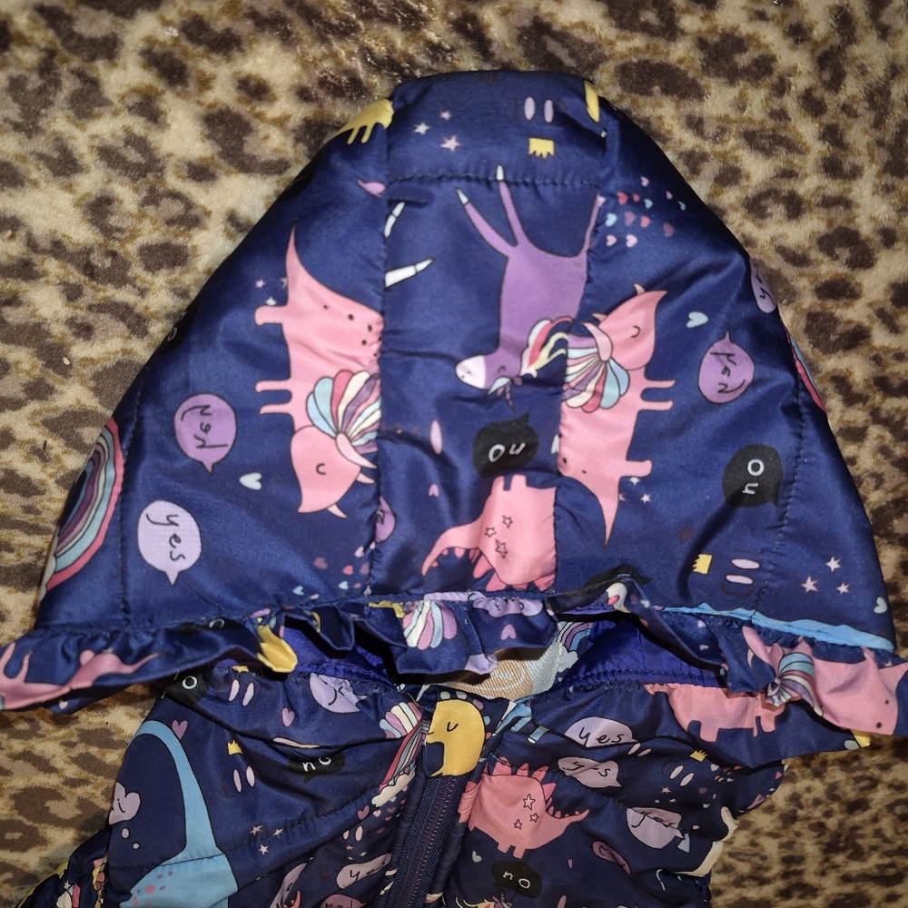 Girl's Dino Unicorn Hooded Vest L EUC - Picture 8 of 14